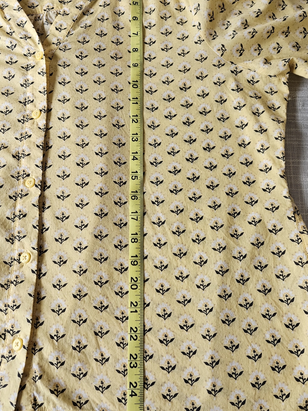 ​Orvis 100% Cotton Floral Block Print Blouse Yellow Casual Boho Size XL - Picture 11 of 14